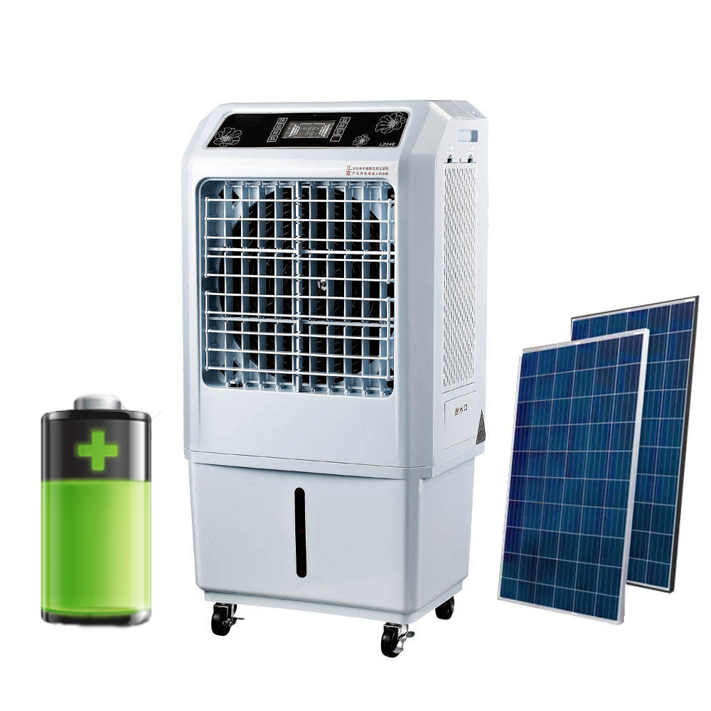 dc 12v solar portable power evaporative air cooler with storage battery air cooler with solar panel