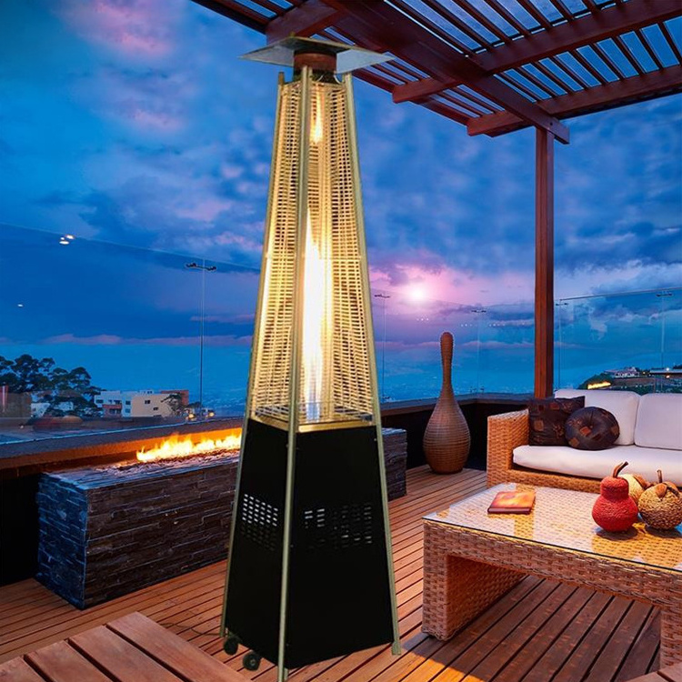 Outdoor Patio Heater Pyramid Natural Gas Standing Black Patio Heater 1300w Glass Tube Patio Heater