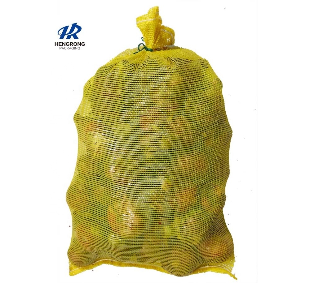 Strong 10kg 20kg 25kg PP leno drawstring mesh bag for fruit and vegetable net bag