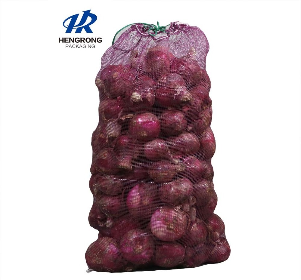 Strong 10kg 20kg 25kg PP leno drawstring mesh bag for fruit and vegetable net bag