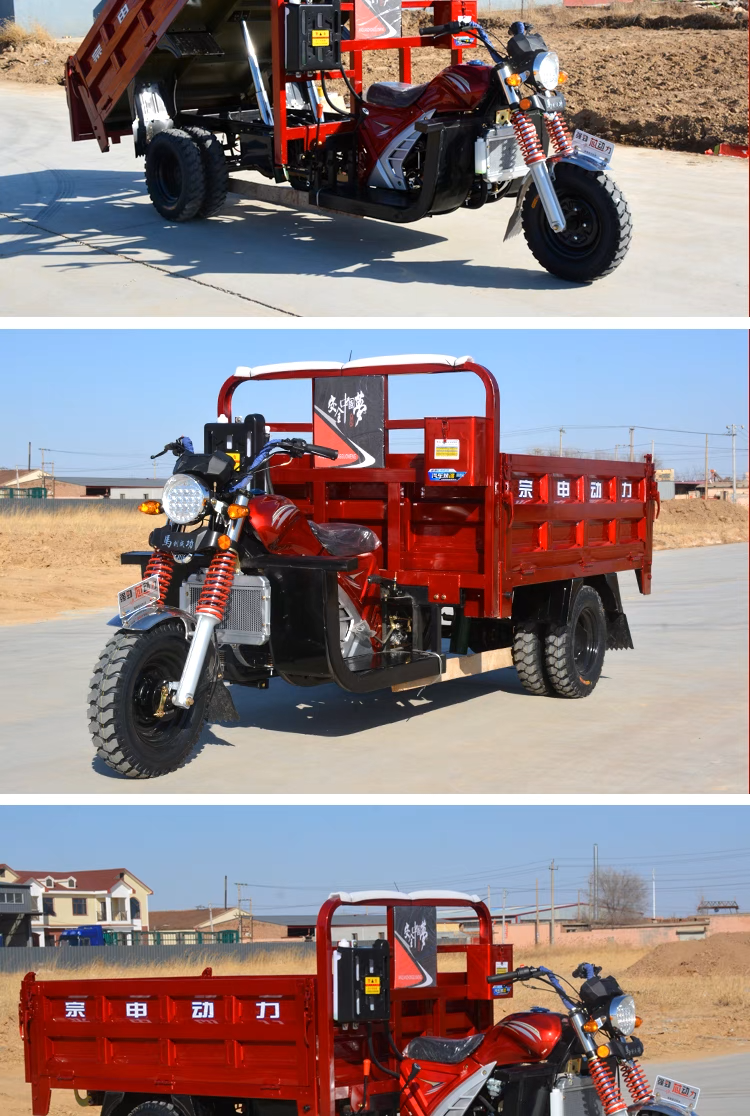 2023 China's Hot-selling Zongshen Power All-round Fuel Dump Tricycle 12V Customer Cargo Motorized Tricycle Motorcycle 125cc Open