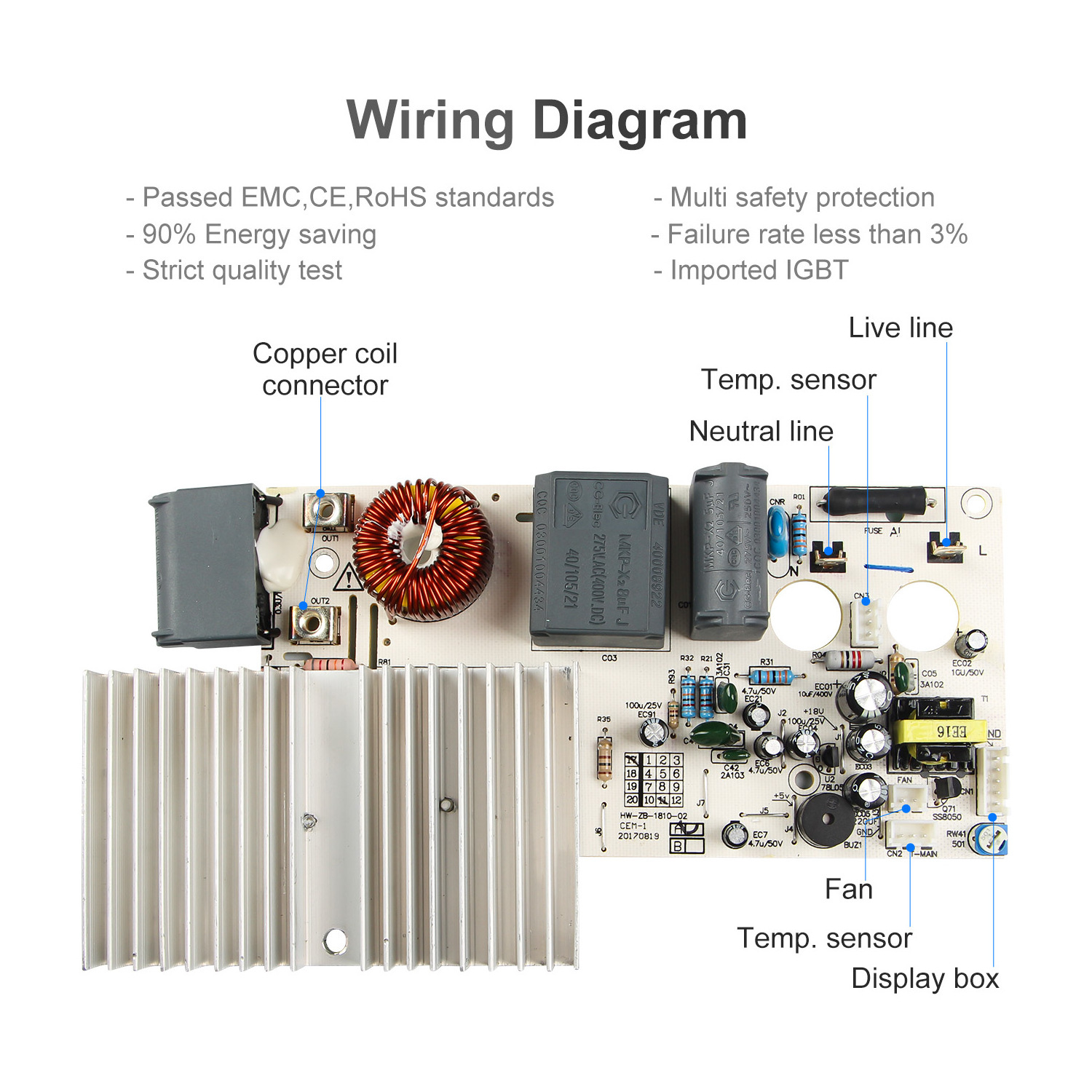 2000w Touch Control Clay Pot Part Induction Electric Pcb Circuit Boards For Electr Induct Cooker Stove