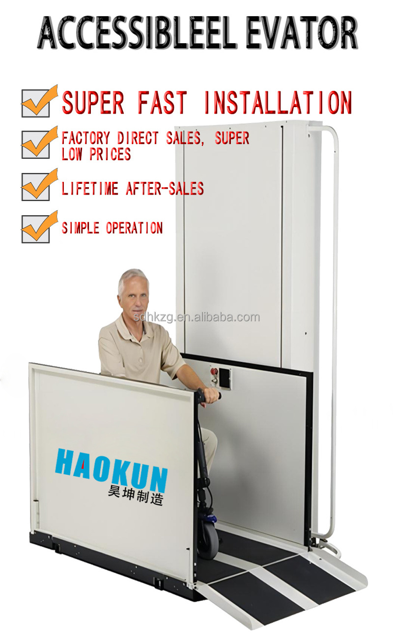 Factory Supply Indoor/outdoor Vertical Wheelchair Disabled Chair Lift Platform Elevator For Disabled And Elderly People