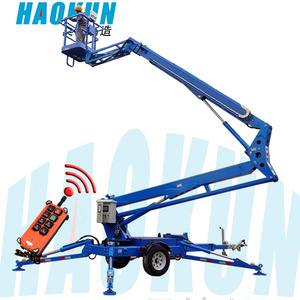 14m-22m arial work platform electric articulating/telescopic boom lift towable cherry picker for building construction