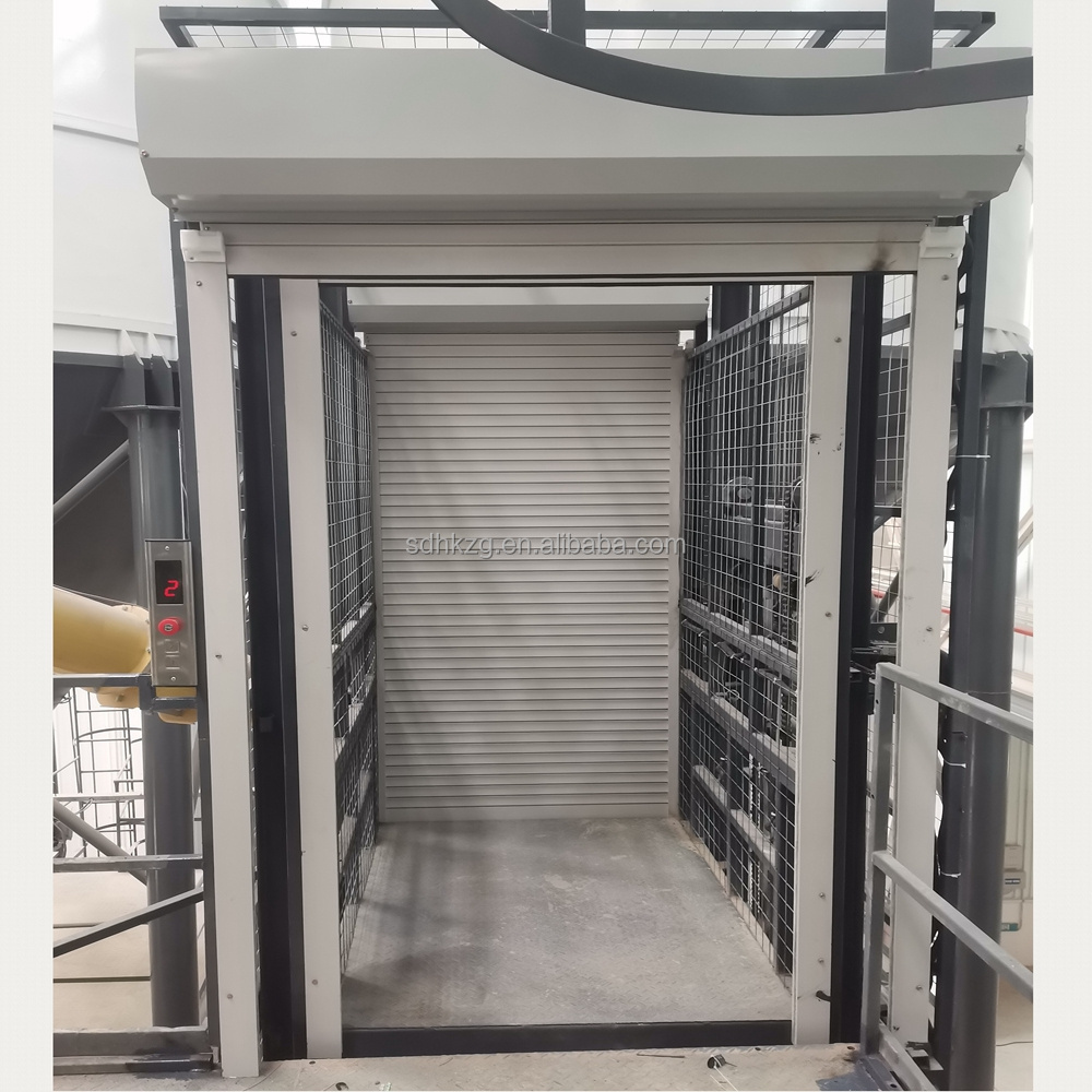 Single Dual Guide rail Full Caged Enclosed Waregouse Full Caged Enclosed Cargo Lift Platform Goods Lift Dumbwaiter