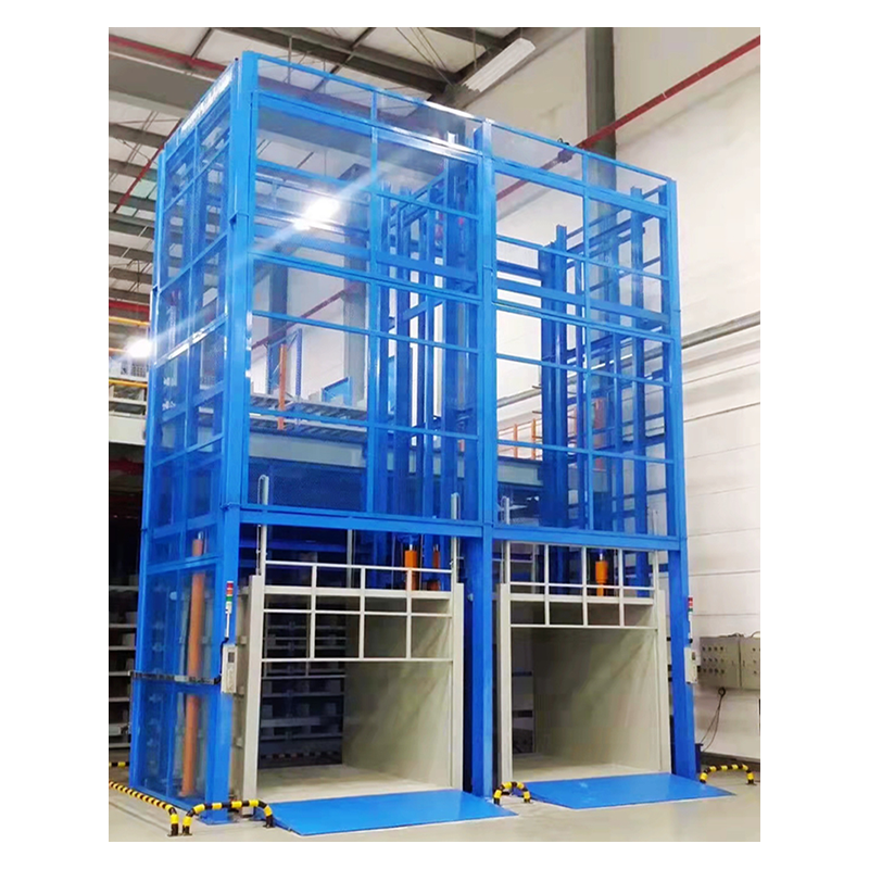 Single Dual Guide rail Full Caged Enclosed Waregouse Full Caged Enclosed Cargo Lift Platform Goods Lift Dumbwaiter