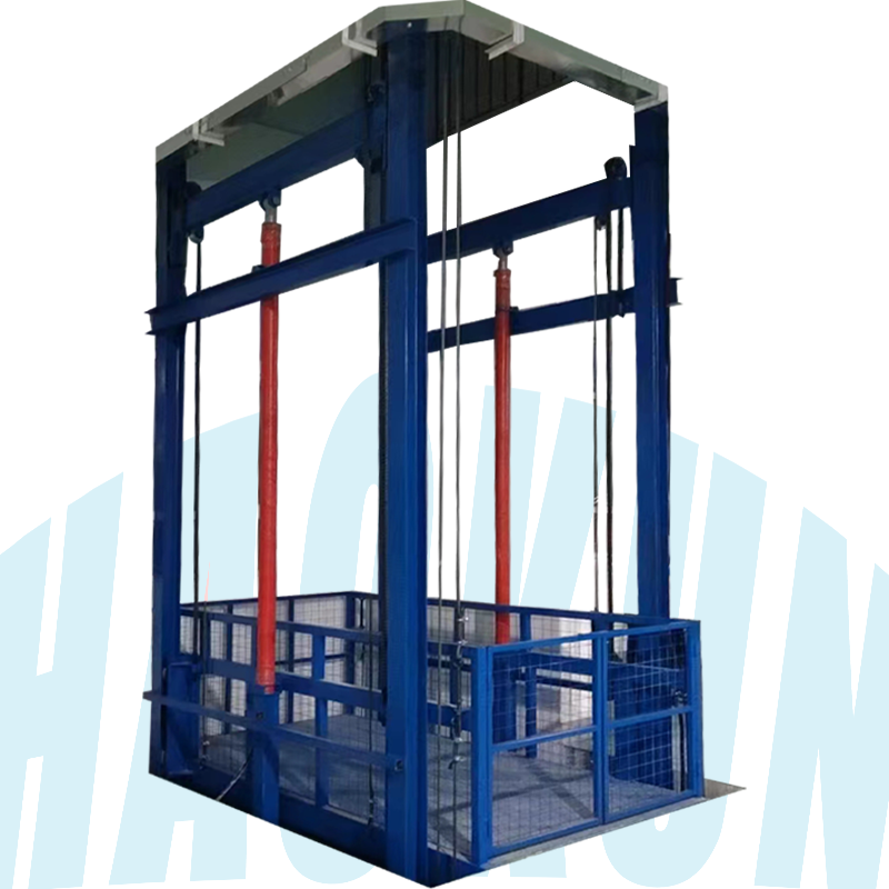 Single Dual Guide rail Full Caged Enclosed Waregouse Full Caged Enclosed Cargo Lift Platform Goods Lift Dumbwaiter