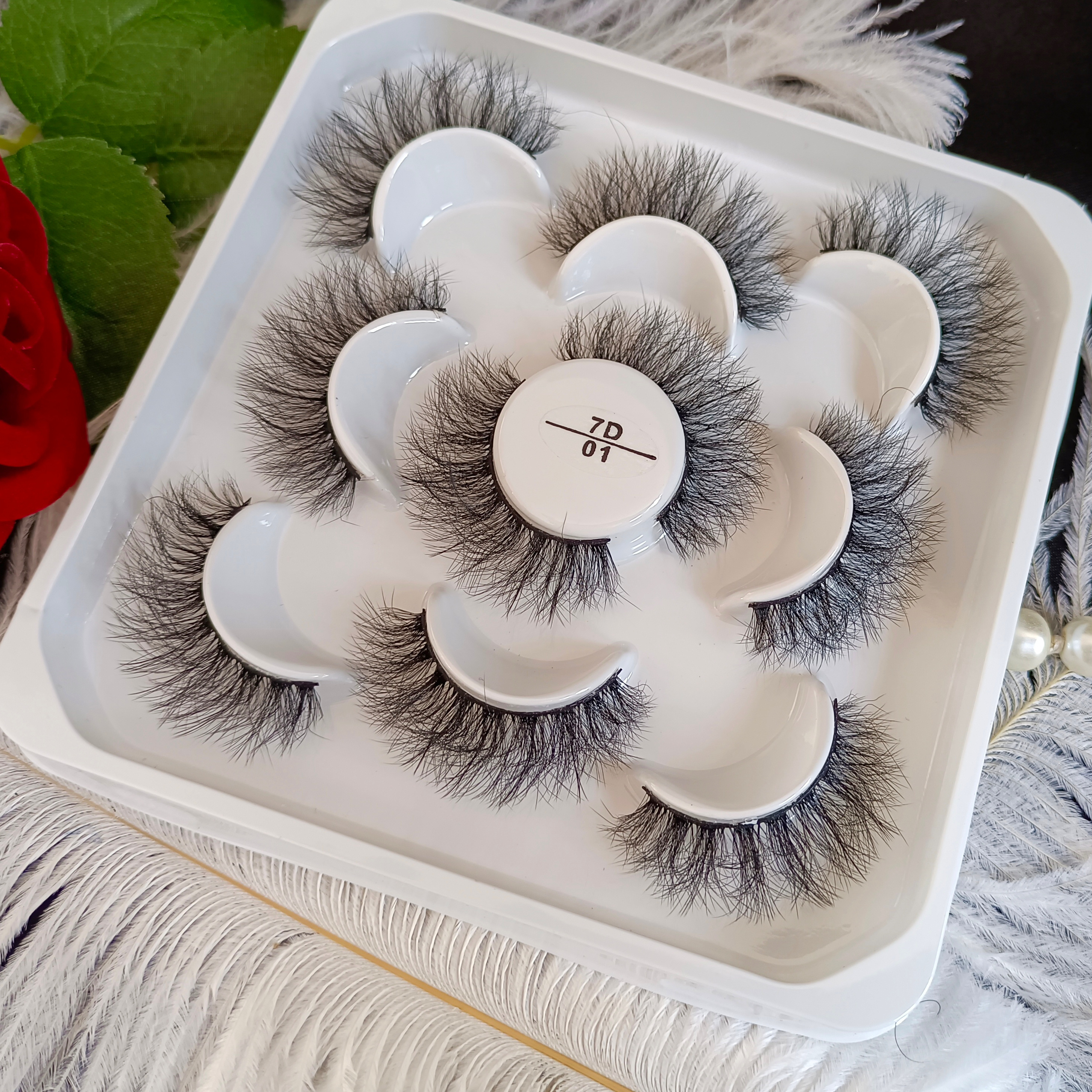 wholesale 7D 12-22mm wispy luxury fluffy faux silk eyelash 100% real lashes 3d faux mink eyelashes bulk vendor eyelashes