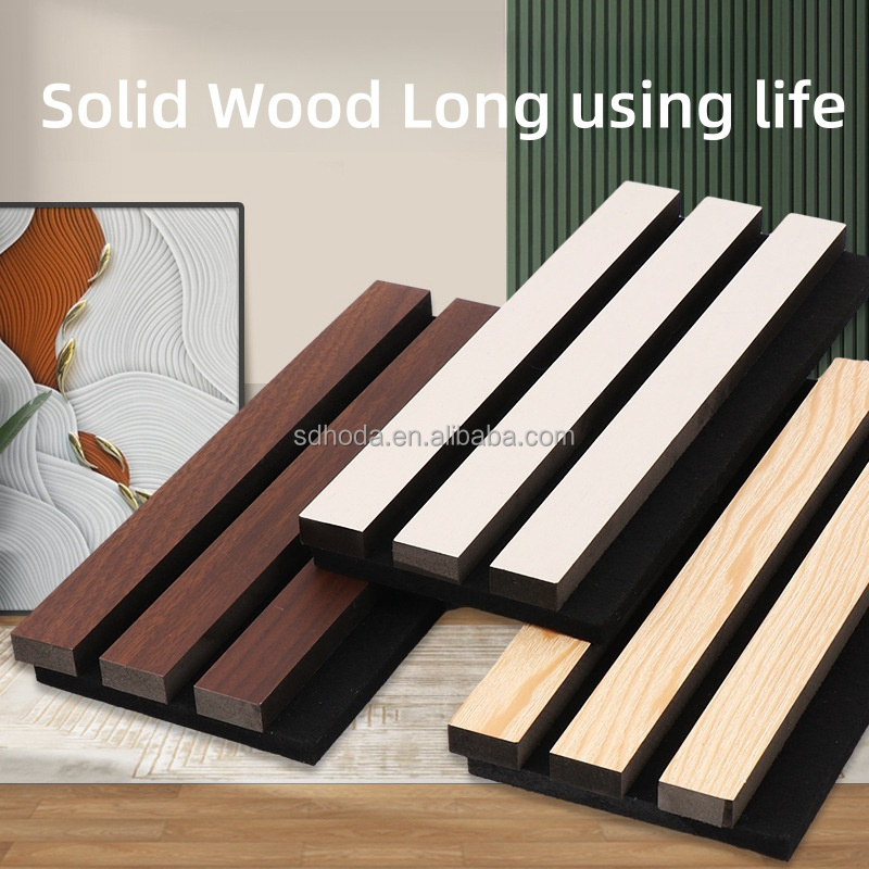 Natural Walnut Soundproofing Sound Absorb Material Mdf Pet Board Acoustic Wooden Slat Wall Panels