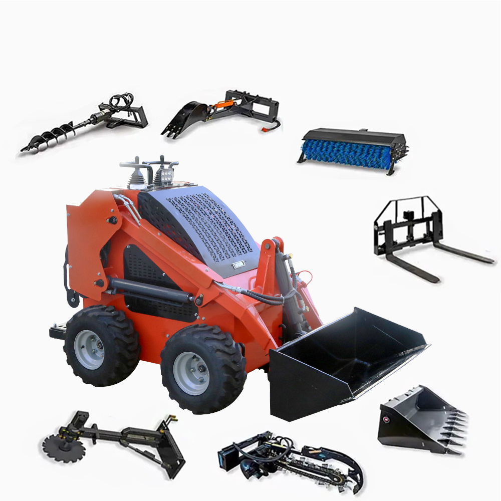 Cheapest EPA EURO5 Walk Behind Mini Loader stand on Skid Steer Loader With Bucket