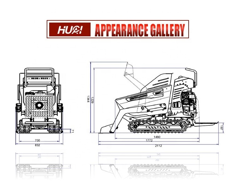 EPA/Euro 5 Hot Selling Mini Crawler Dumper/Truck Loader With Honda Air-Cooled Engine Max Loading Capacity 300kg/500kg