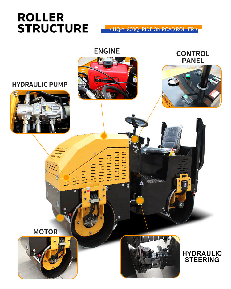 Diesel 1 Ton 2 Ton 3 Ton 4 Ton 5 Ton Gasoline Hydraulic Vibrating Tandem Asphalt Compactor Road Roller