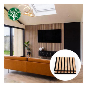 Polyester Fiber Pet Akustik Natural Oak High Density Wooden Polyester Slat Acoustic Panels