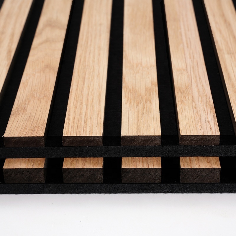 Polyester Fiber Pet Akustik Natural Oak High Density Wooden Polyester Slat Acoustic Panels