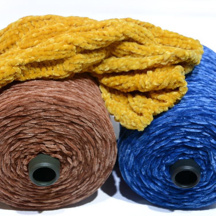 Factory dyed polyester fancy yarn giant super chunky chenille yarn for Hand Knitting Yarn