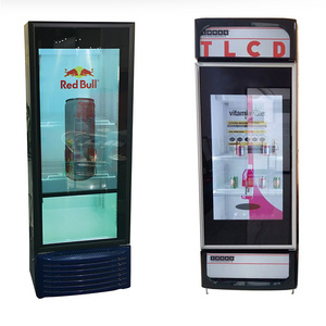 Beverage cooler with  display Transparent LCD refrigerator glass door