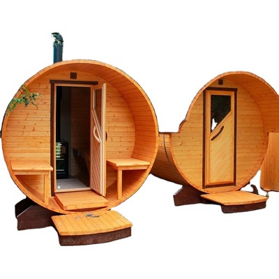 Wholesale Popular Outdoor Barrel Sauna Wood Burning Red Cedar Wood Traditional Sauna Room