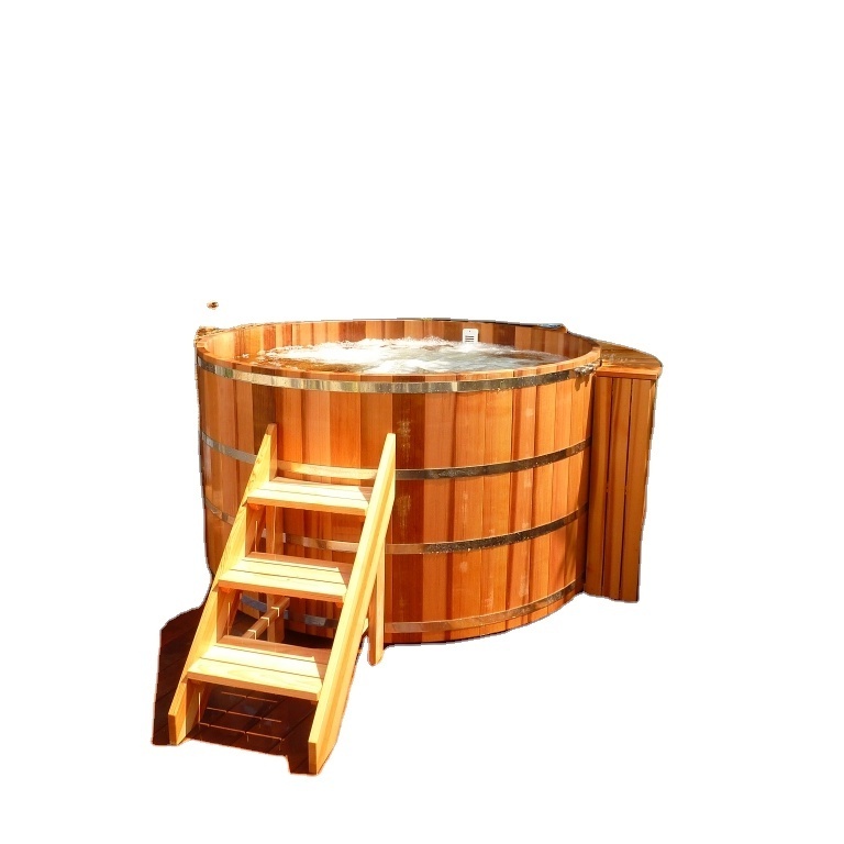 2022 Latest Style Wood Fired Red Cedar Barrel Hot Tub Sauna Room For Spa