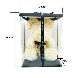 25Cm 40Cm Size Valentines Day with Styrofoam Giant Mini Foreve Artificial Flower Teddy Rose Bear Gift Box