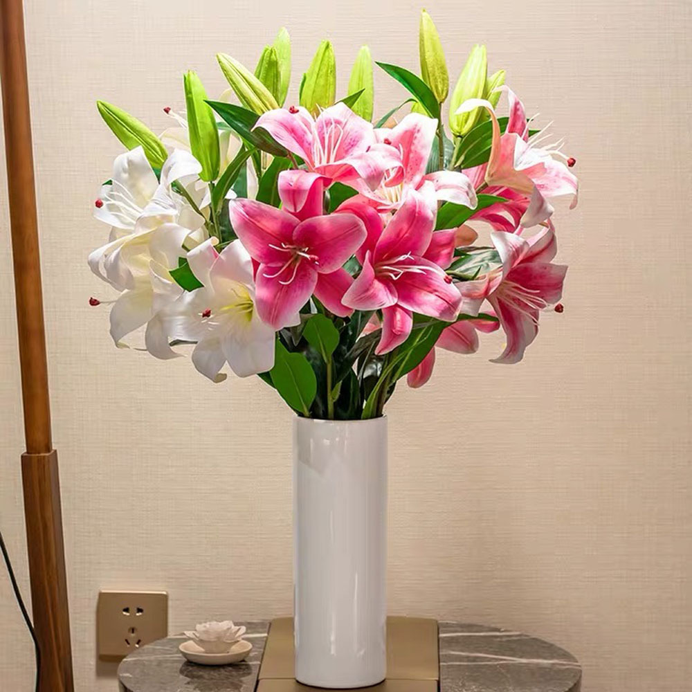 unique design 3D printing big giant silk bud funeral decorative lily artificial flowers for home decor