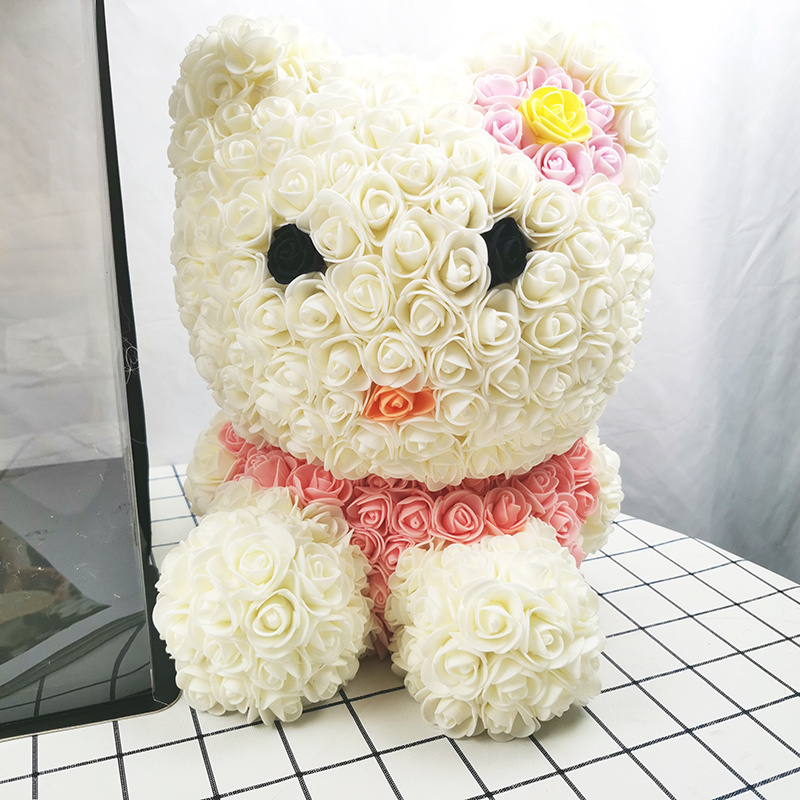 Hand Made Rose Artificial Flower Hello Kitty Artificial Flowers Gift Hello Kitty Rose Bear for Mothers Day Valentine