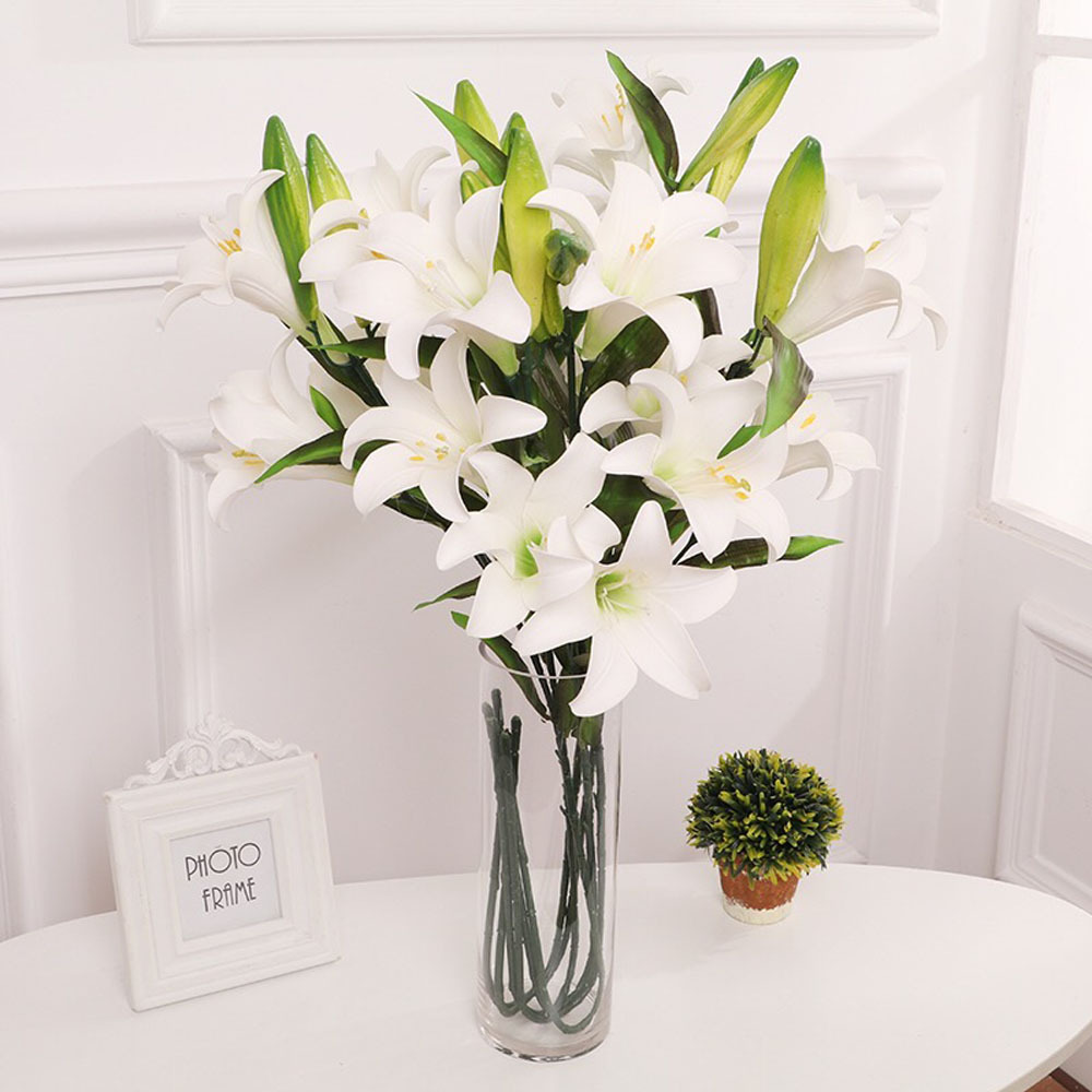 unique design 3D printing big giant silk bud funeral decorative lily artificial flowers for home decor