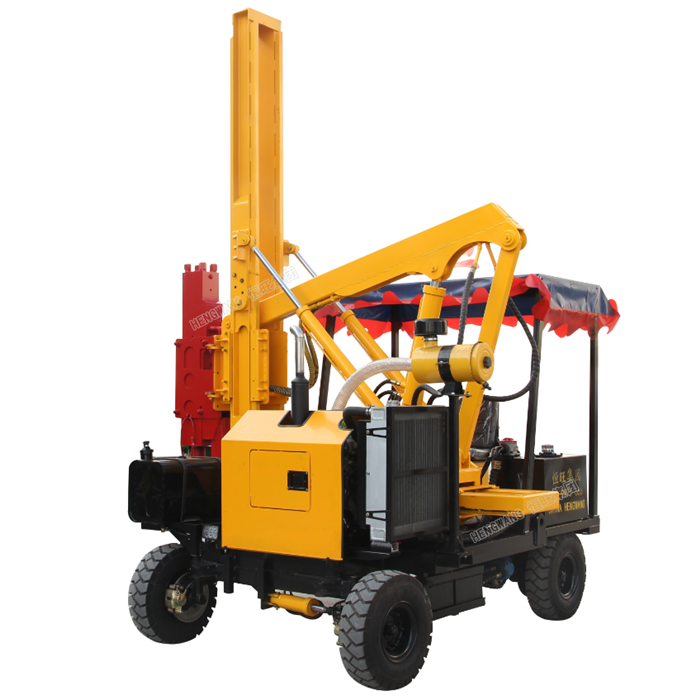 Hydraulic excavator mounted vibratory hammer sheet piling driver