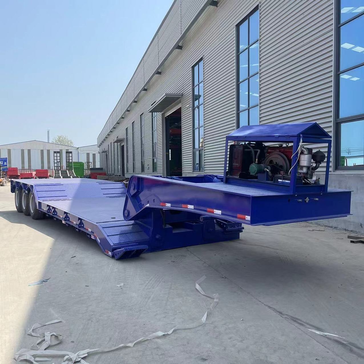 3 Axle 40FT 50T 60T New Gooseneck Lowboy Low Bed Semi Trailer Dimensions Low bed Truck Trailer For Sale