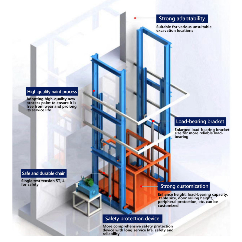 elevator warehouse cargo lift freight elevator price small goods lift hydraulic lifting cargo elevator