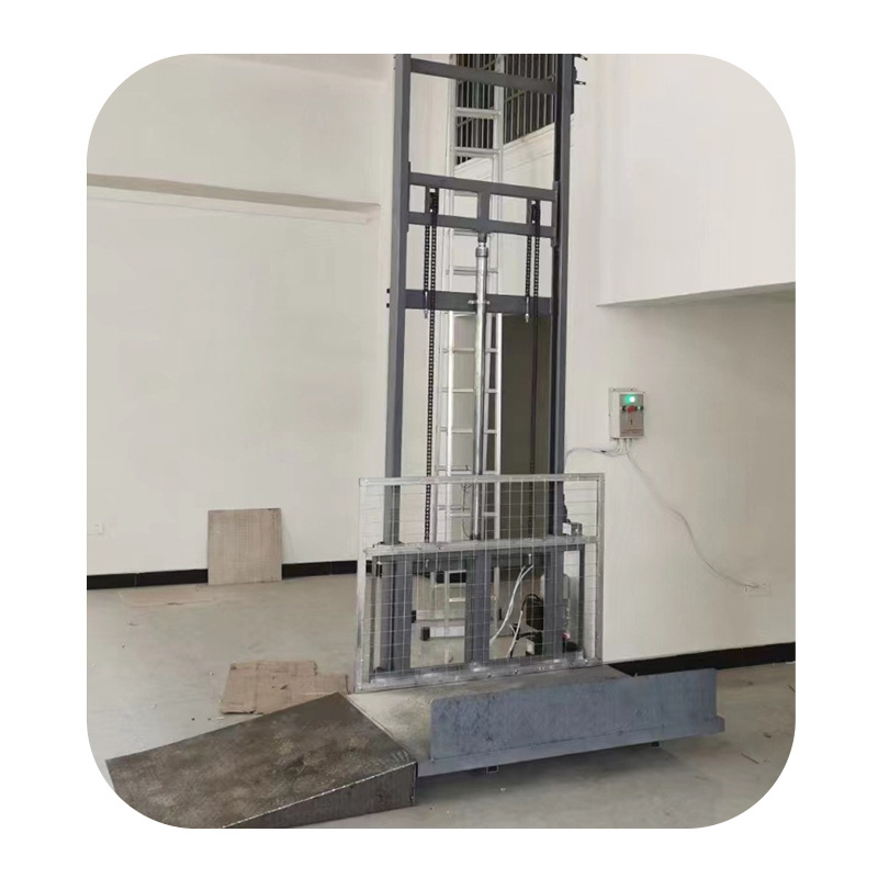 First class quality goods elevator platform industrial hydraulic vertical guide rail cargo lift with customized service