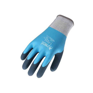 Non Slip Coating Blue Nylon Knit Rubber Palm Coated Crinkle Latex Protection Safety Work Gloves