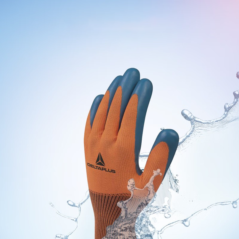 polyester fiber waterproof wear-resistant and high temperature impregnated moving protective labor protection gloves orange