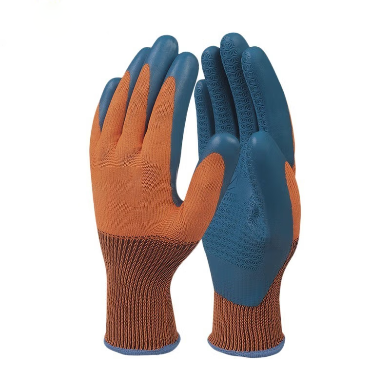 polyester fiber waterproof wear-resistant and high temperature impregnated moving protective labor protection gloves orange