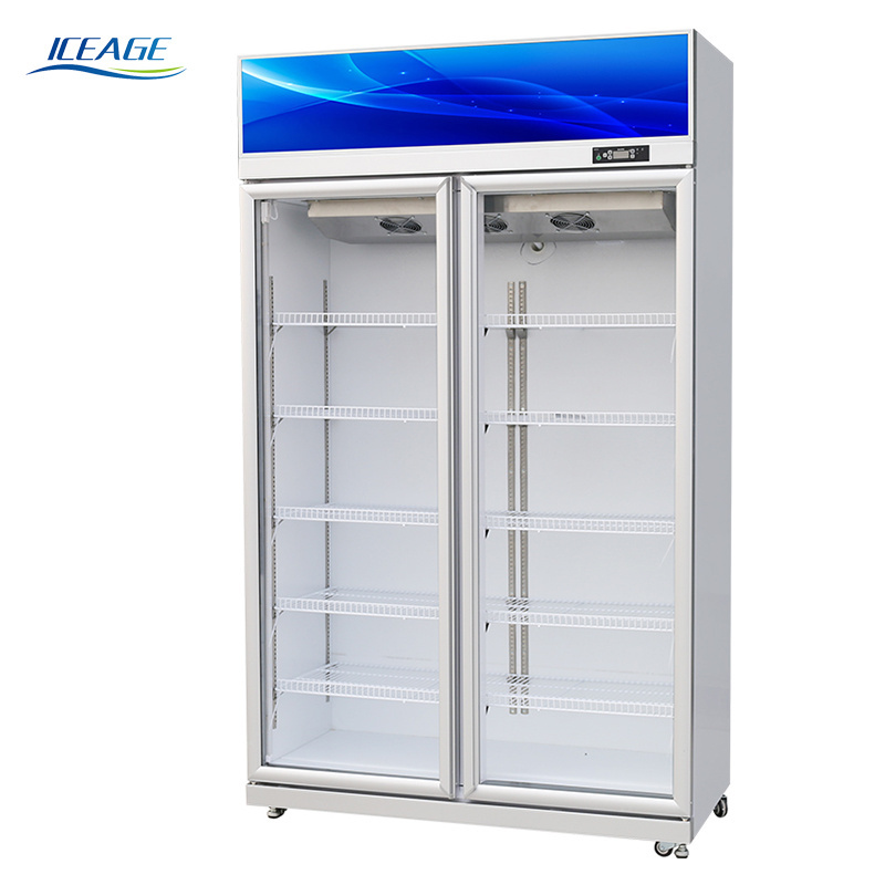 new design 2 door manufacturers shop beverage digital juice pepsi milk bottle cola grocery bubble tea transparent display fridge