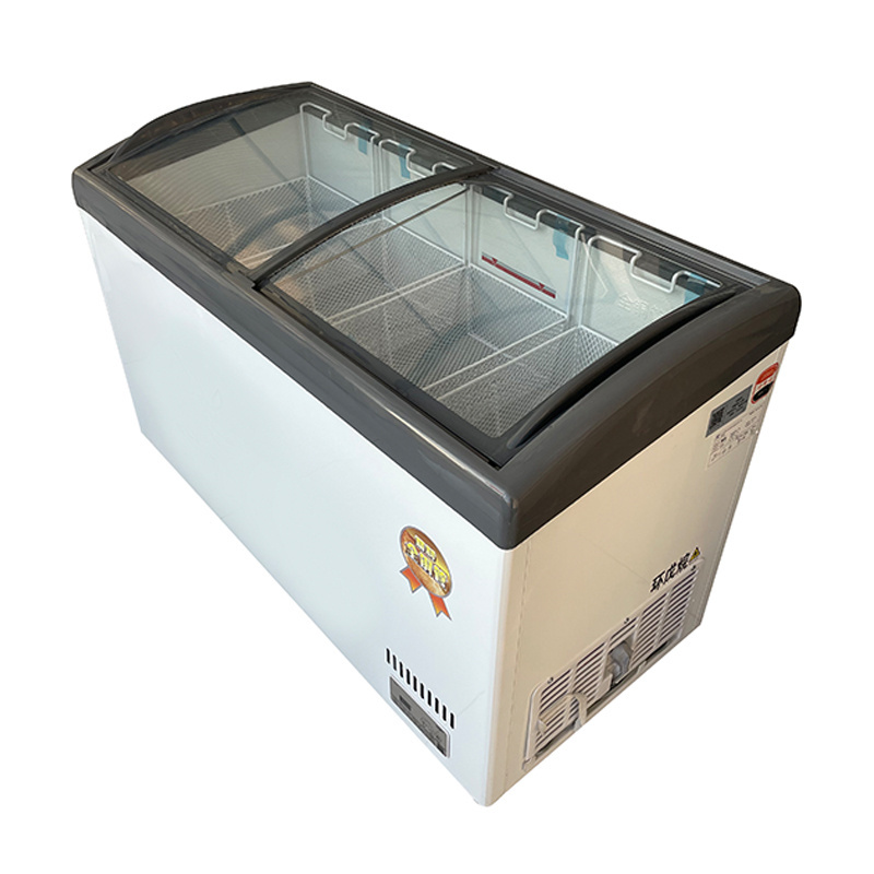 directly factory price  Glass door ice cream display showcase supermarket freezers horizontal freezer