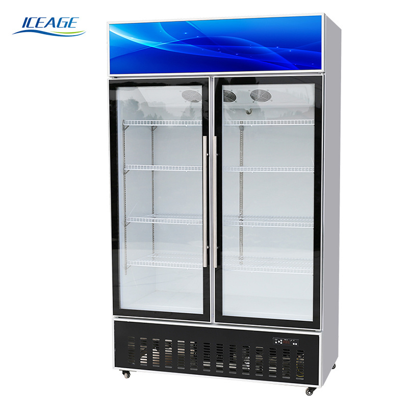 new design 2 door manufacturers shop beverage digital juice pepsi milk bottle cola grocery bubble tea transparent display fridge