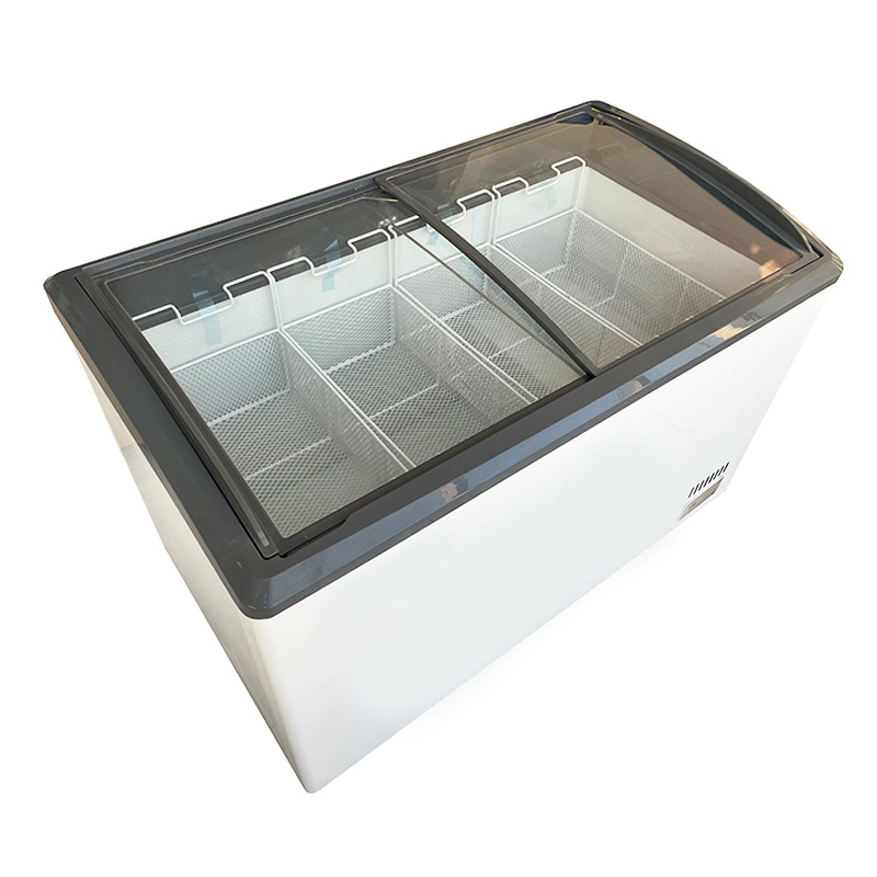 directly factory price  Glass door ice cream display showcase supermarket freezers horizontal freezer