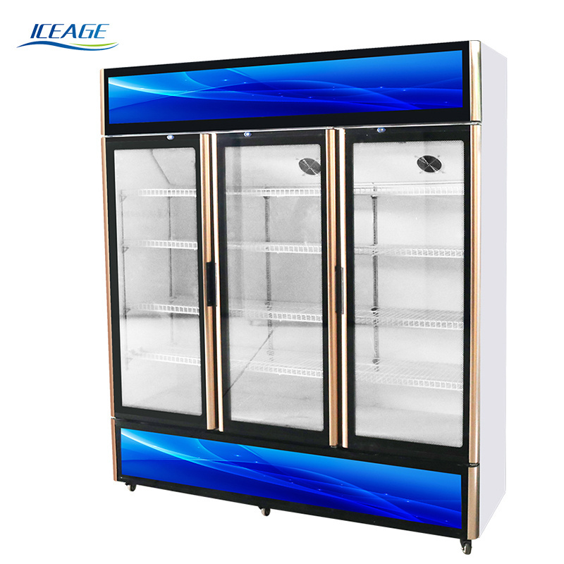 new design side by side double glass door self service water beverage wall mounted showcase display refrigerator