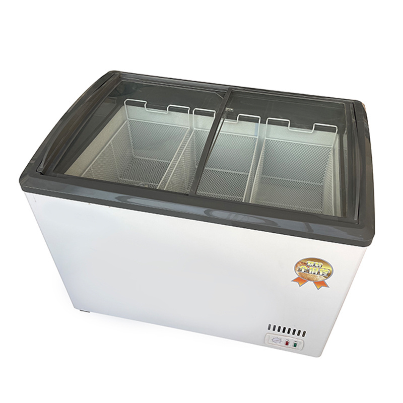 directly factory price  Glass door ice cream display showcase supermarket freezers horizontal freezer