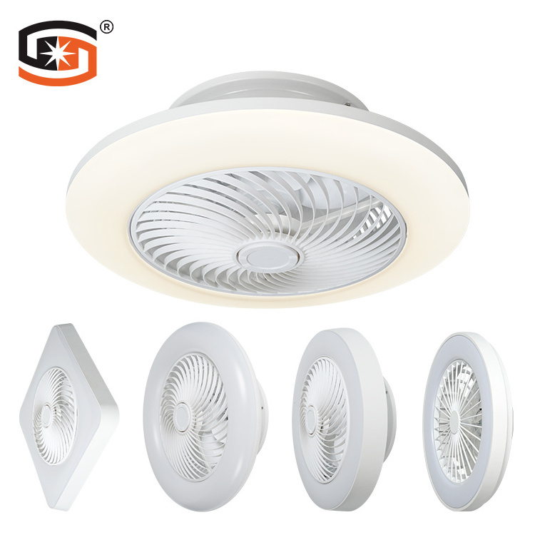 Modern Custom Design Aluminum 6 Speed Control Restaurant Fan Lamp Dimmable Led Ceiling Fan Light