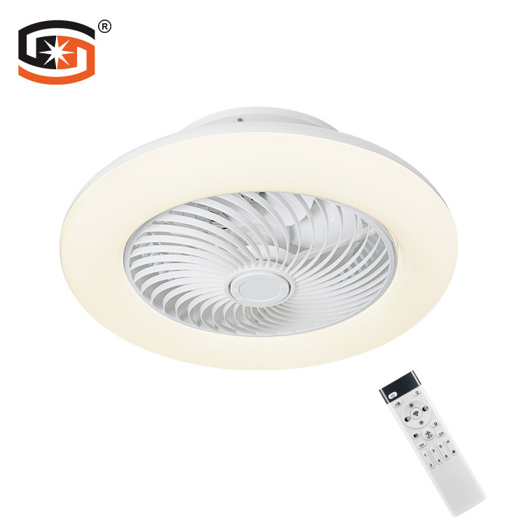 Modern Custom Design Aluminum 6 Speed Control Restaurant Fan Lamp Dimmable Led Ceiling Fan Light