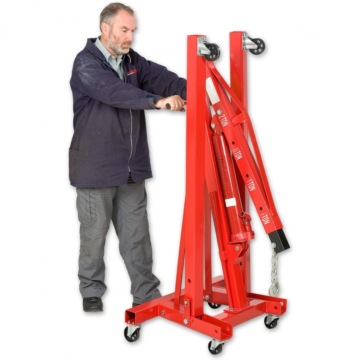 2 Ton Hydraulic Folding Engine Crane Stand Hoist Lift Jack With Wheels Workshop Hydraulic Use