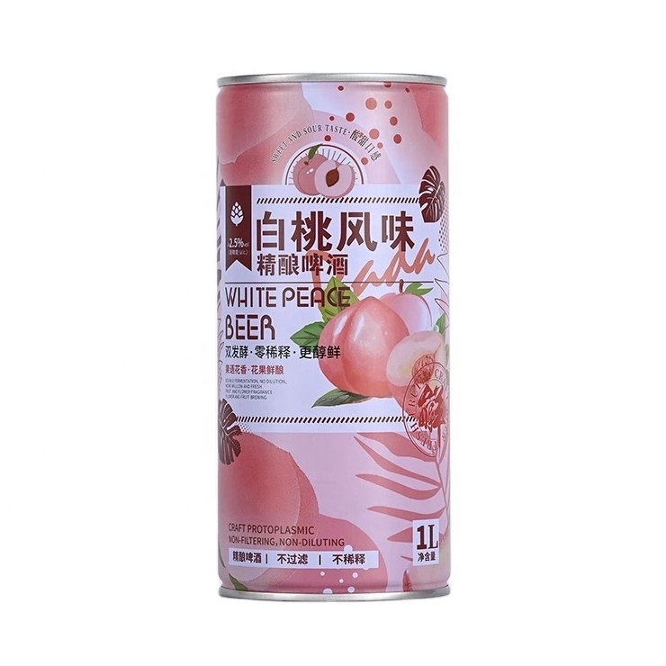 OEM custom China JINBOSHI brands white peach pineapple plum fruit honey flavor wheat beer drinks 330ml 500ml 1000ml 2.5%vol