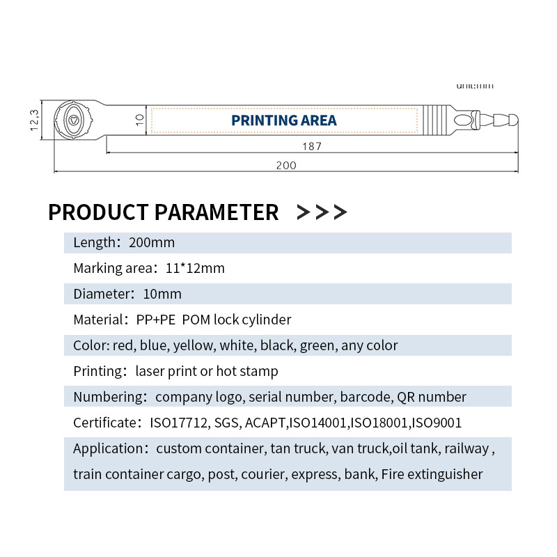 JCPS402 Fire extinguisher metal strap seal plastic seal lock numbered off zip tie for postal bag