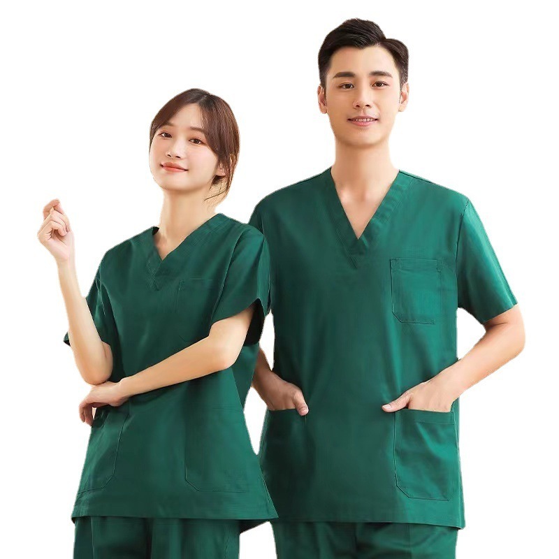 Female summer thin short sleeve cotton operating room nurse uniform doctor brush hand gown surgical gown long sleeve scrubs