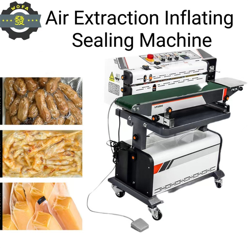 Cheap Price LF-1080 Inflatable Sealer Potato Chips Bag  Continuous Vacuum Sealer With Nitrogen Gas Filling Flush Sealing Machine