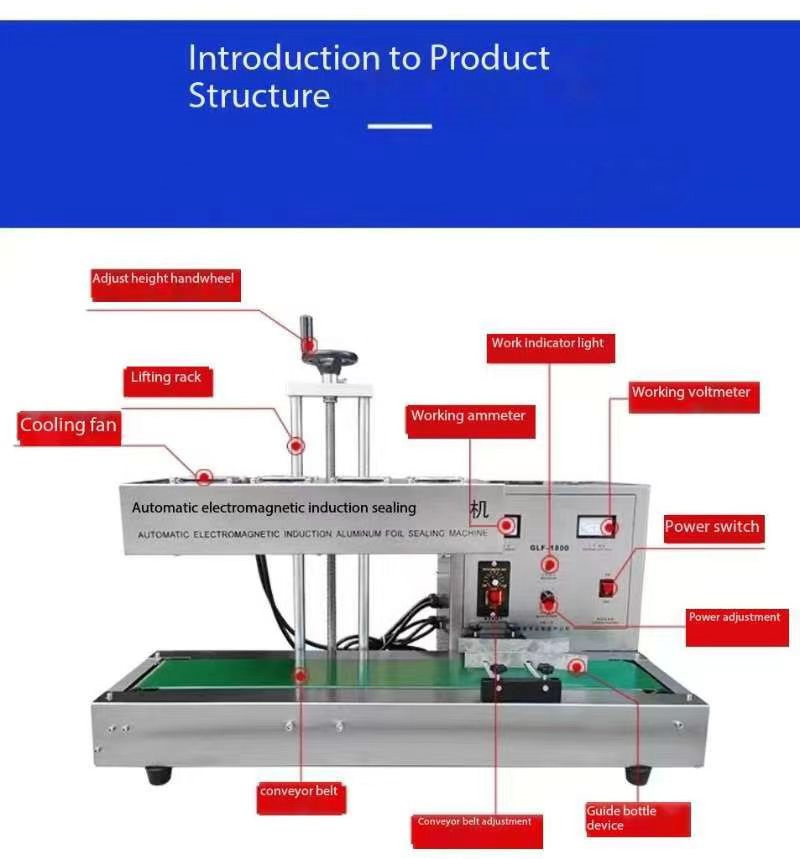 JIAHE 35-85mm Electromagnetic Continuous Heat Induction Sealer Aluminum Foil Film honey Plastic Bottle Capping Sealing Machine