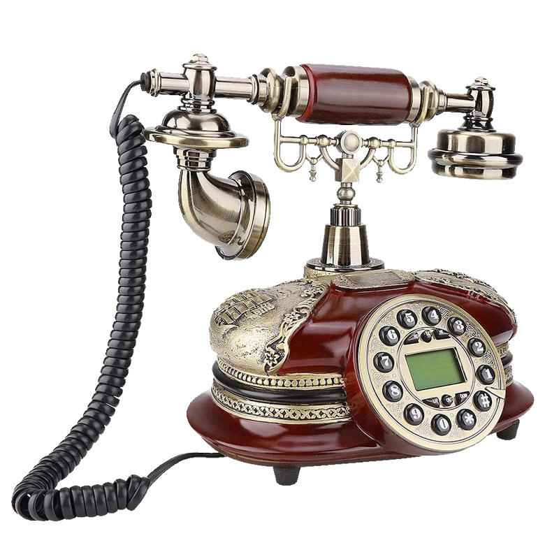 Manufacturers direct sales cross-border e-commerce European antique telephone  solid wood bronze household old telephone landlin