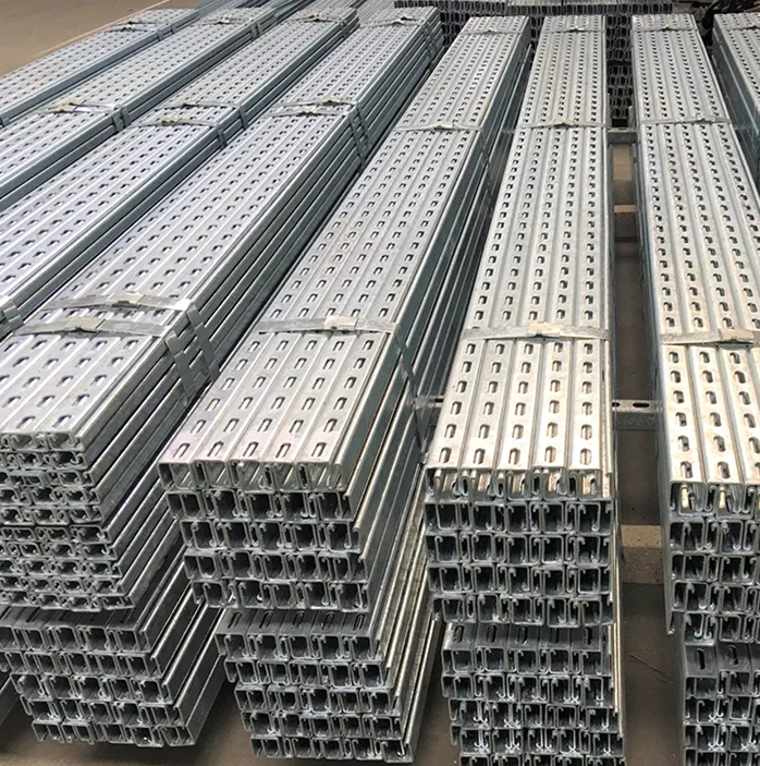 High quality Galvanized C Slotted perforated shaped steel profile strut channel