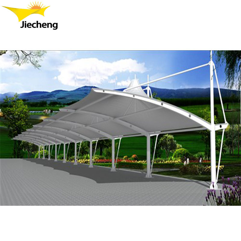 New Product PVDF Tensile Fabric Steel Frame Membrane Structure Roofing Car Parking Sun Shed Carport Car Canopy Tent Garage